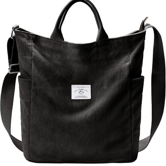Corduroy Tote Bag Large Multi-Use Casual Work Travel Women - Picture 1 of 8